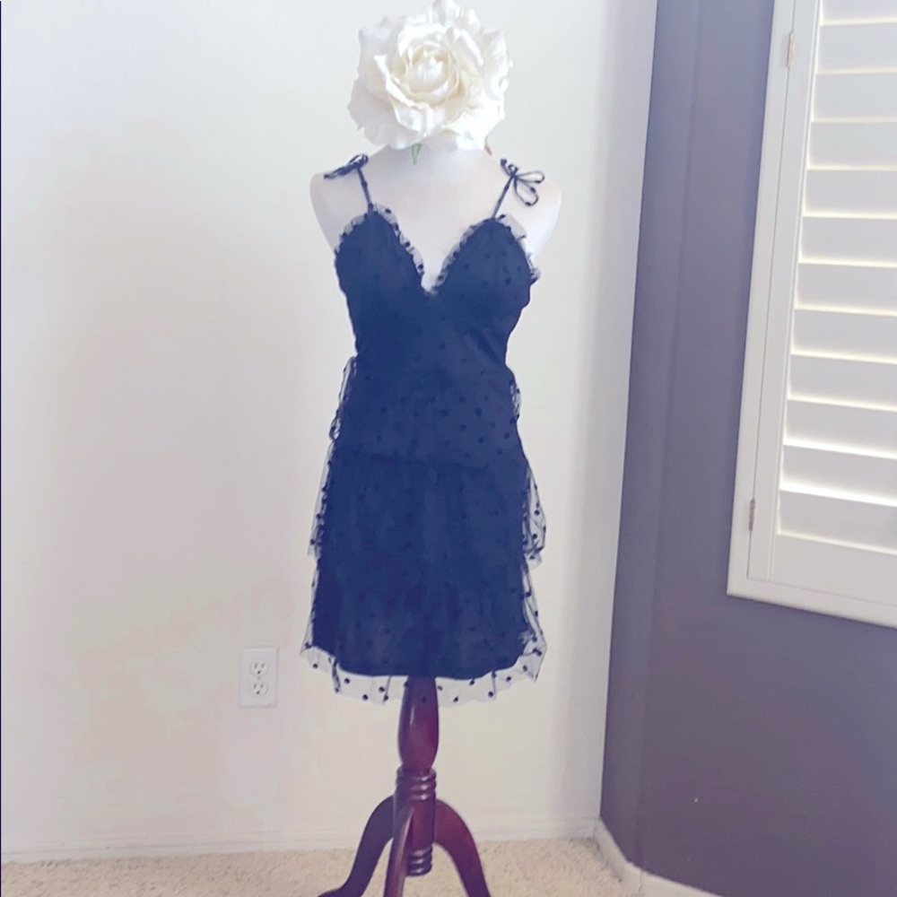 Polka Dot Ruffle Mini Dress (XL)
